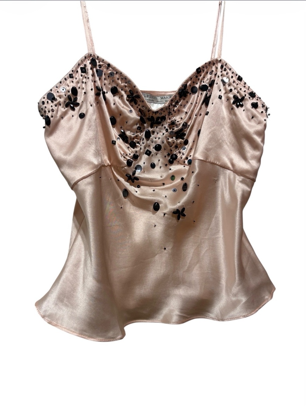 Alberto Makali blush pink Silk Cowl Neck Hand beaded Camisole - Picture 2 of 5